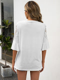 lace flared sleeve round neck top