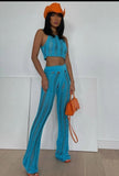 crochet knitted see through crop top pants