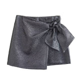 bow irregular bow design mini skirt