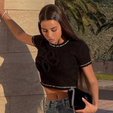 knitted clove cropped top