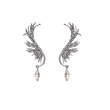 angel wings rhinestone hanging dangle earring