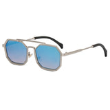 metal frame punk double bar square sunglasses
