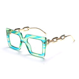 marble frame chain clear square sunglasses