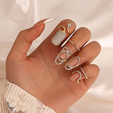 copper inlaid zircon nail ring accessory