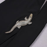 crocodile o neck high slit maxi dress