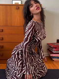 mesh tie dye zebra stripes flare sleeve maxi dress