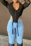 fall 2021 women clothes sexy long sleeve top  solid color t shirts zipper women trendy crop top wholesale