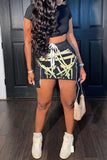 Summer woman clothing set Slim Fit Drawstring Strap 2 peice skirt sets woman Wholesale