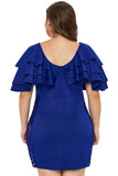 Cascading Shoulder Lace Insert Plus Size Dress