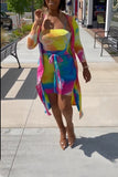 Latest Fashion Streetwear woman clothing set Tie Dye Long Sleeve Outwear With Romper 2 peice sets woman wholesale
