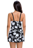 Monochrome Print Swimdress with Attached Shorts