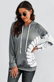 Oversized Pocket Front Print Sweatshirt Drawstring Hoodie