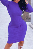 Purple Sexy Solid Split Joint Half A Turtleneck Pencil Skirt Dresses