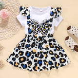 girls butterfly top and animal print overall dress set