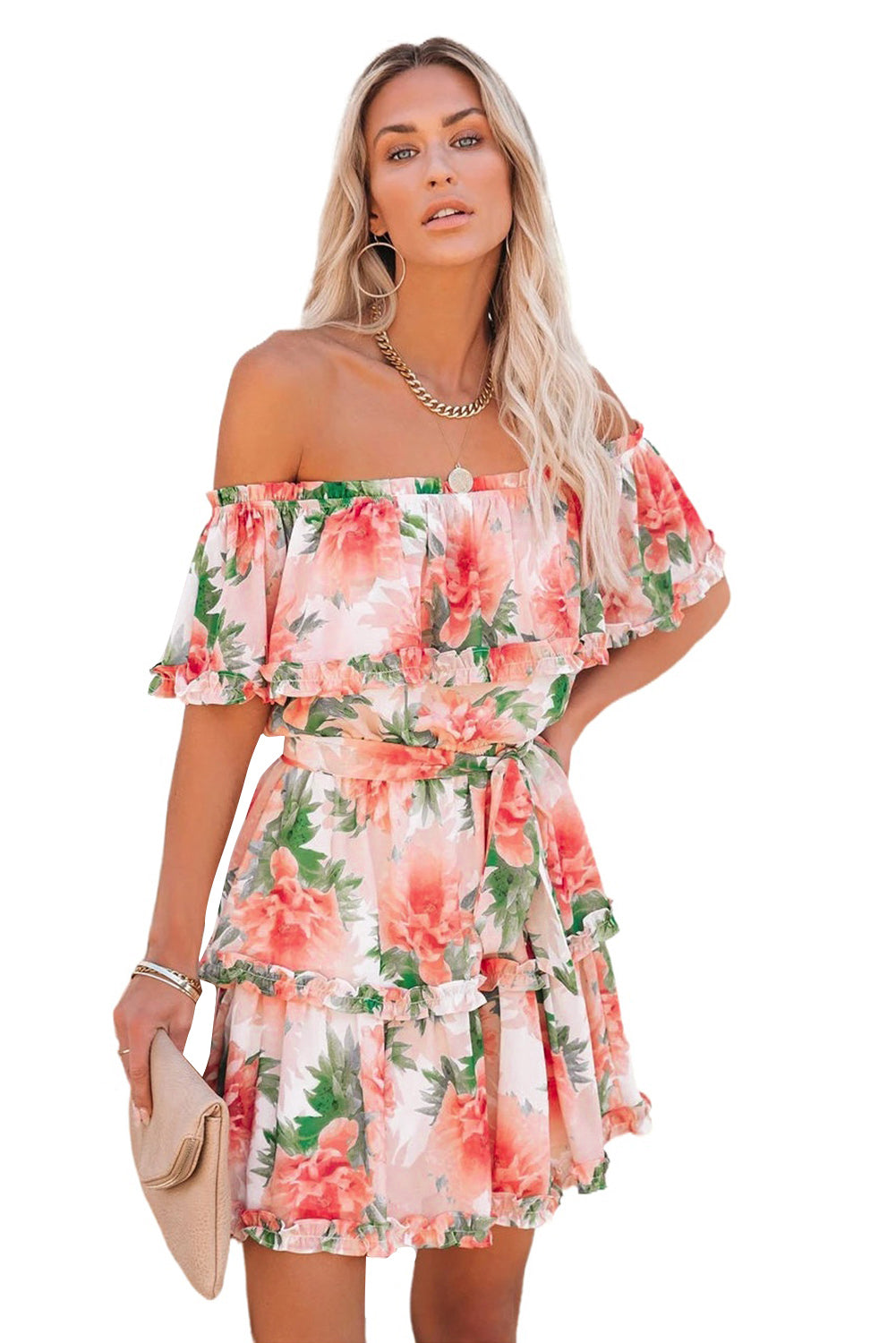 Off The Shoulder Ruffle Floral Dress
