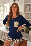 leopard long sleeve tee and shorts lounge set