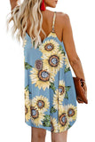 Sunflower Pattern Buttoned Slip Cami Dress