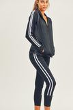 double stripe active jacket and legging set