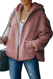 Zip Up Sherpa Hooded Coat with Pocket