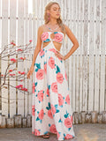 floral cutout crisscross backless dress