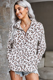 leopard half zip pocket sweatshirt