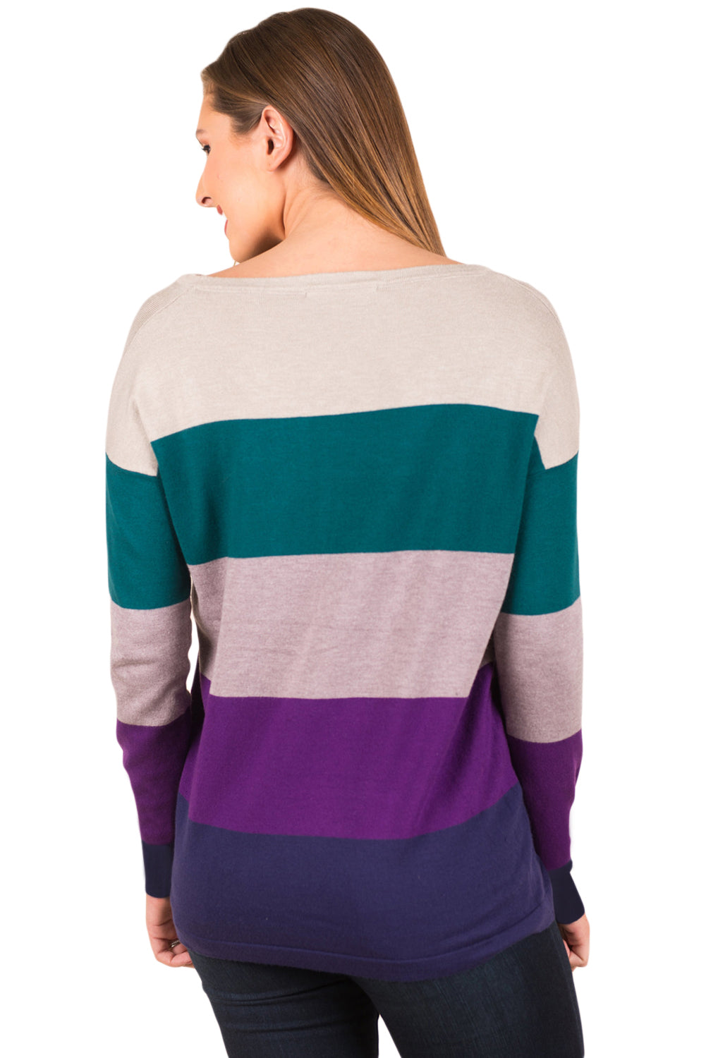 Purple Colorblock Pocket Pullover Tunic Top