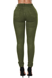 Army Green Trendy Slit Knee Denim Pants