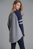 two tone rib knit striped sleeve sweater