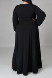 2021 Plus Size women long sleeve Dress sexy solid color maxi dresses wholesale