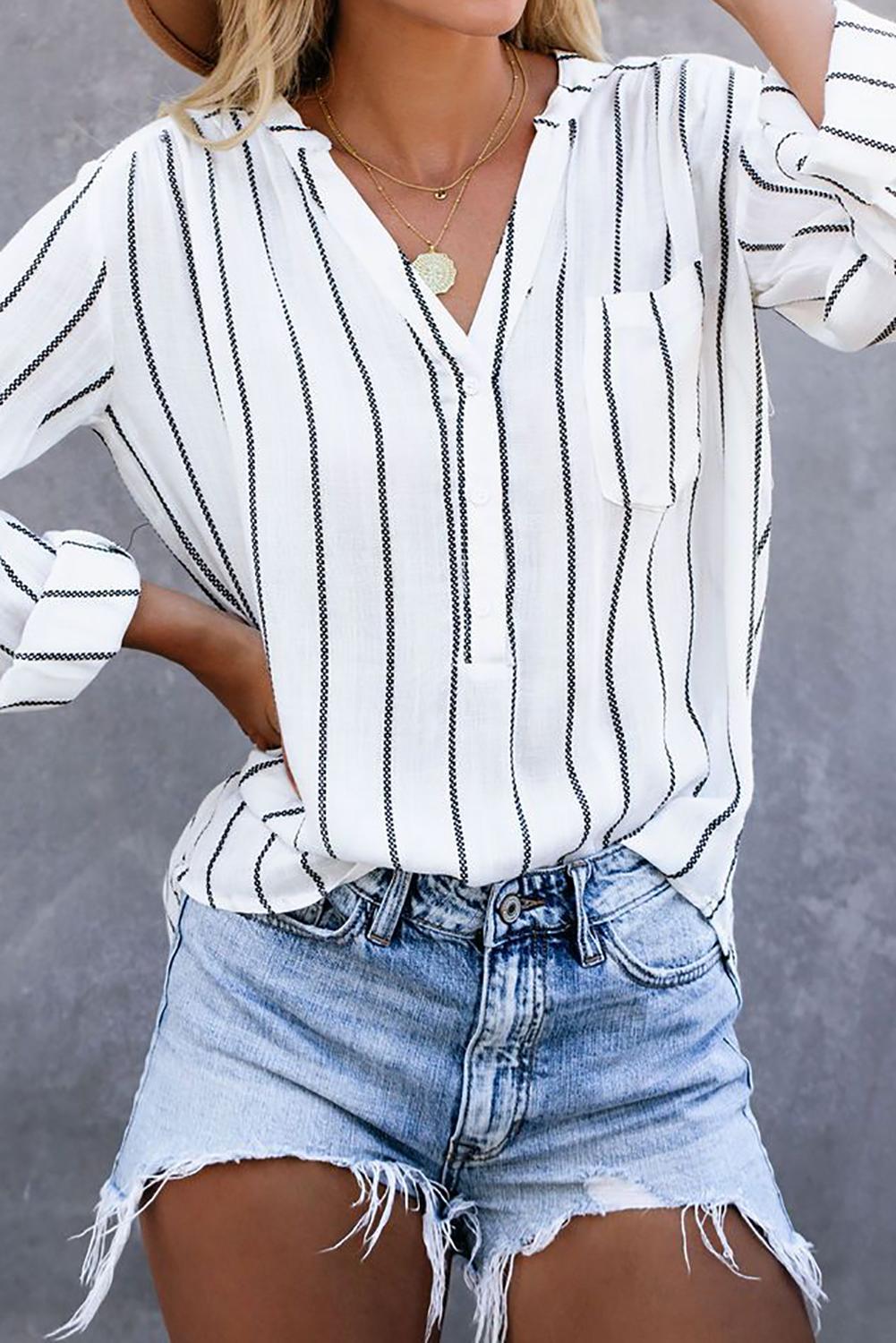 Crisp Air Button Down Embroidered Top