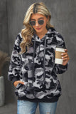 Camo Print Warm Furry Pullover Hoodie