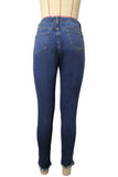 Blue Street Print Leopard Split Joint Plus Size Jeans