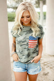 Camouflage Printed American Flag Pocket T-shirt