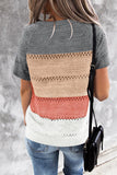 Stripe Print Knitted V Neck Top