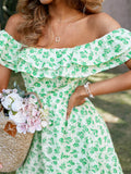 floral eyelet off shoulder layered dress
