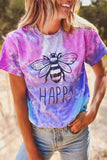 Bee Happy Graphic Tie-dye Cotton Blend Tee