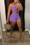 Summer woman clothing set sexy striped print tube top 2 peice shorts sets woman