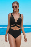 Twisted Ruched Hollow Out One-piece Swimwear