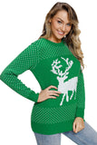 Snowy Day Reindeer Green Christmas Sweater