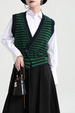 striped rib knit cardigan sweater vest