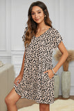 Khaki Cheetah Print Pocketed Mini Dress