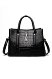 3pcs Black Alligator Faux Leather Handbag Crossbody Bag with Card Bag