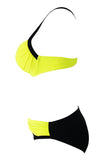 Sexy Yellow Padded Gather Push-up Bikini Set