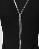 Zipper Detail Backless Long Sleeve Bodycon Dress