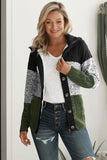 Hooded Button Cable Knit Cardigan