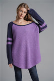 two tone rib knit striped sleeve sweater