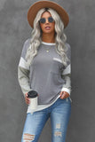 Splicing Sleeve Gray Knit Top