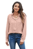 Khaki Long Sleeve Button Fuzzy Polka Dot Shirt