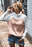contrast color turtleneck sweater