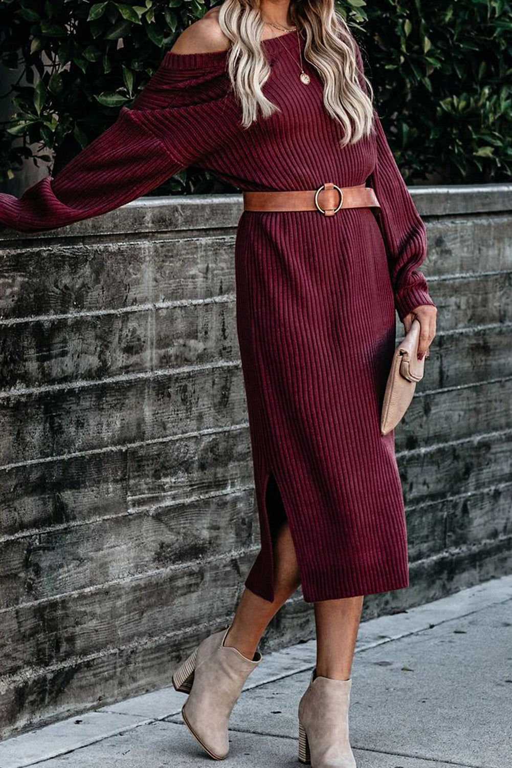 Ribbed Midi Sweater Dress